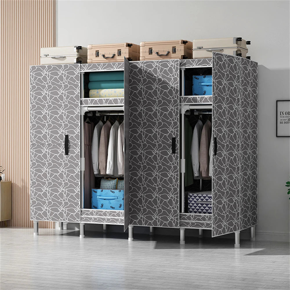 LEEGOHOME Wardrobes Closet Cloth Bedroom Furniture 85/125/166/207x45x170cm Steel Pipe Support Storage Household