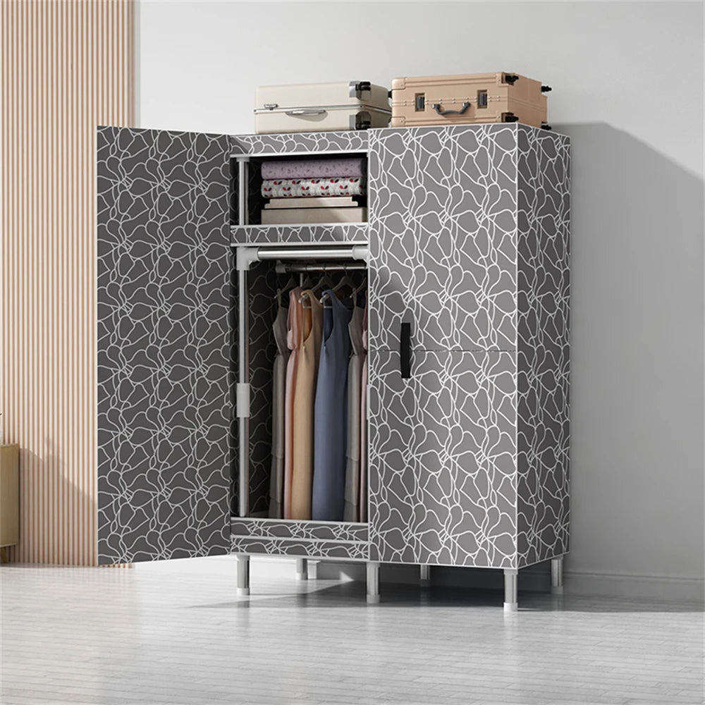 LEEGOHOME Wardrobes Closet Cloth Bedroom Furniture 85/125/166/207x45x170cm Steel Pipe Support Storage Household