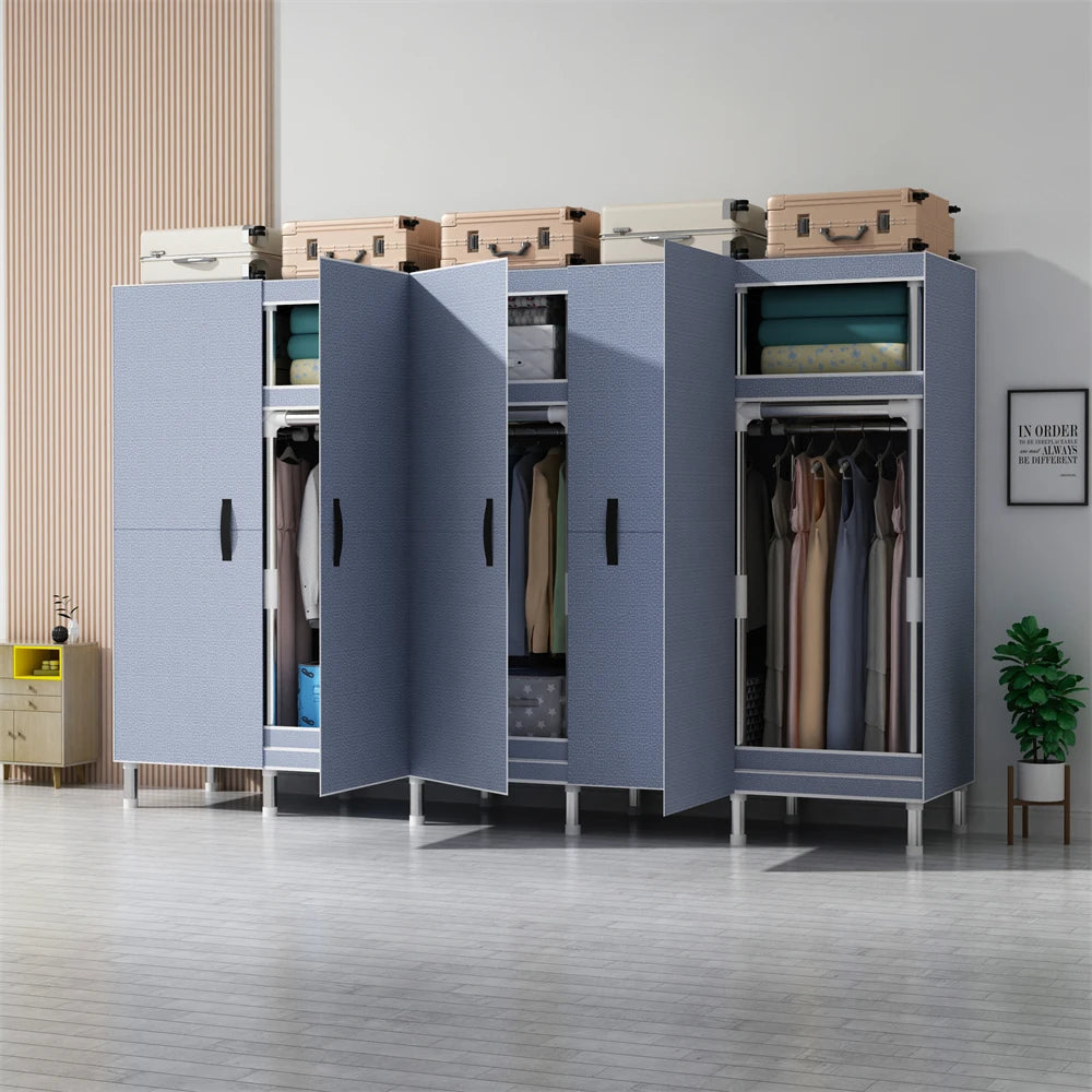 LEEGOHOME Wardrobes Closet Cloth Bedroom Furniture 85/125/166/207x45x170cm Steel Pipe Support Storage Household