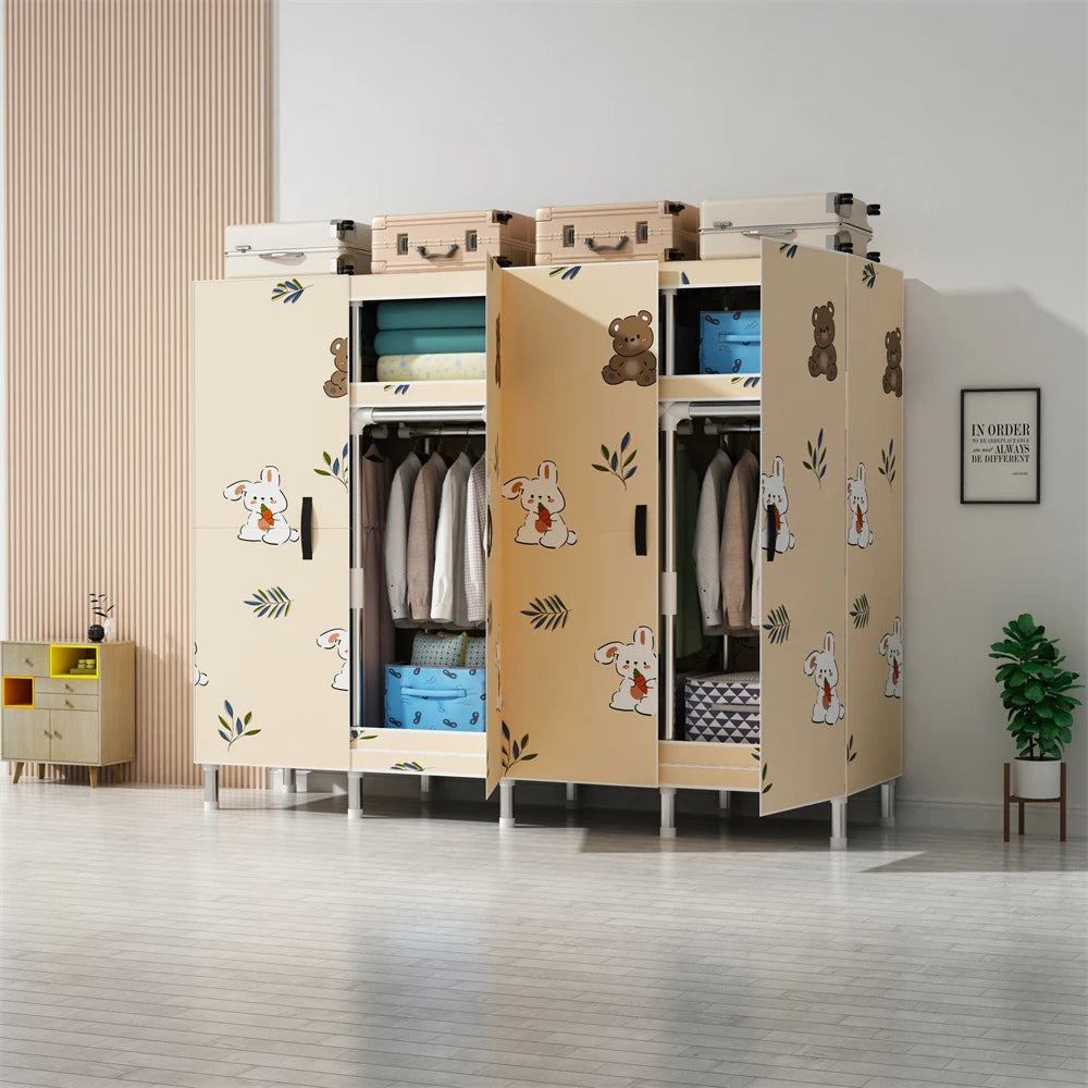 LEEGOHOME Wardrobes Closet Cloth Bedroom Furniture 85/125/166/207x45x170cm Steel Pipe Support Storage Household