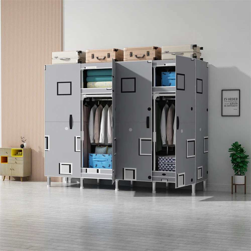 LEEGOHOME Wardrobes Closet Cloth Bedroom Furniture 85/125/166/207x45x170cm Steel Pipe Support Storage Household