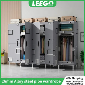 LEEGOHOME Wardrobes Closet Cloth Bedroom Furniture 85/125/166/207x45x170cm Steel Pipe Support Storage Household