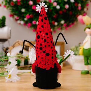 Ladybug Gnomes Kitchen Tiered Tray Decor Plush Swedish Tomte Scandinavian Figurine Spring Summer Farmhouse Household Ornament