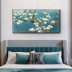 Large Wall Art Oil Painting on Canvas Hot Sale White Flower Posters and Prints Pictures for Living Room Home Decor No Frame