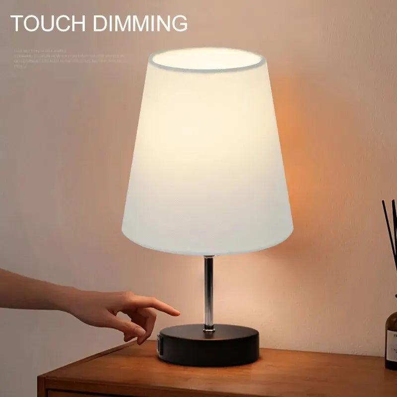 Led Bedside Lamp 3000K Brightness Adjustable Touch Switch Table Lamp With Extended Charging Port For Bedroom Desktop Decoration