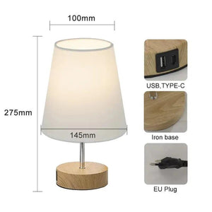 Led Bedside Lamp 3000K Brightness Adjustable Touch Switch Table Lamp With Extended Charging Port For Bedroom Desktop Decoration