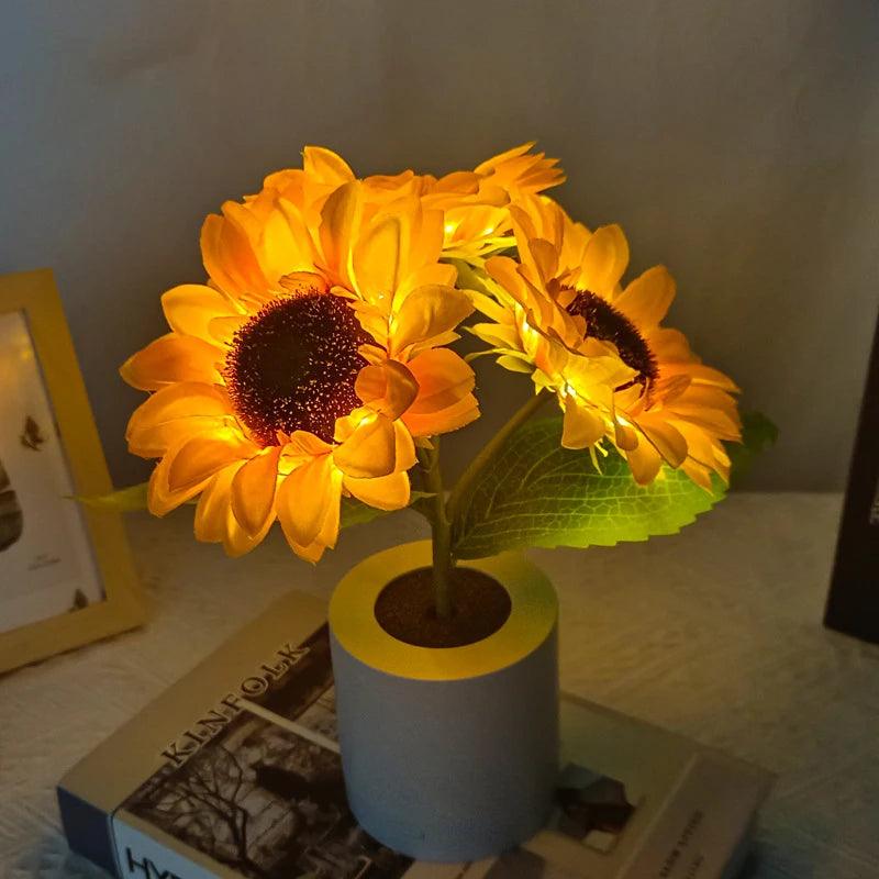 Led Sunflower Tree Lights Table Lamp Fairy Mother's Day Rose Night Light Home Party Christmas Wedding Bedroom Decoration Gift