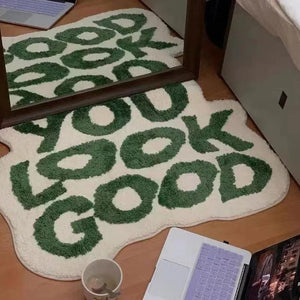 Letters Bedside Mat Soft Plushy Carpet Message Bathroom Area Floor Pad Kids Bedroom Doormat Aesthetic Home Room Decor Rug