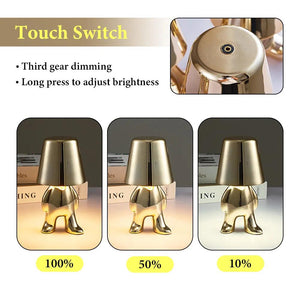 Little Golden Man Table Lamp Bedroom Touch Bedside Atmosphere Night lighting Decoration Desk Light Ornament Bar Home Restaurant