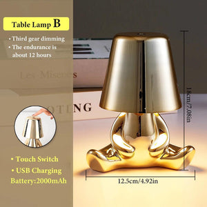 Little Golden Man Table Lamp Bedroom Touch Bedside Atmosphere Night lighting Decoration Desk Light Ornament Bar Home Restaurant