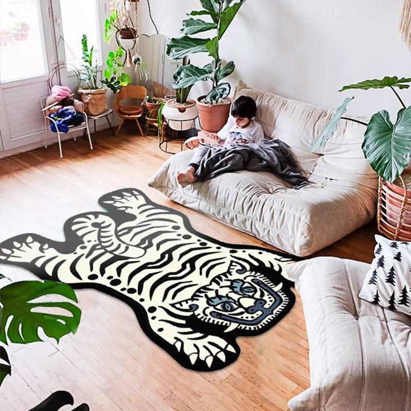 Living Room Carpet Funny Cartoon Tiger Children Bedroom Bedside Rug Large Area Home Decoration Cute Corridor Cloakroom Mat ковер