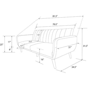 Living Room Sofas Brittany Sofa Futon - Premium Upholstery and Wooden Legs - Light Blue Sofa