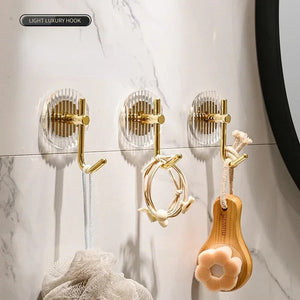 Luxurious Adhesive Wall Hooks Acrylic Shower Robe Hooks Gold Self-adhesive Nordic Coat Hook Towel Holder Bathroom Accessories