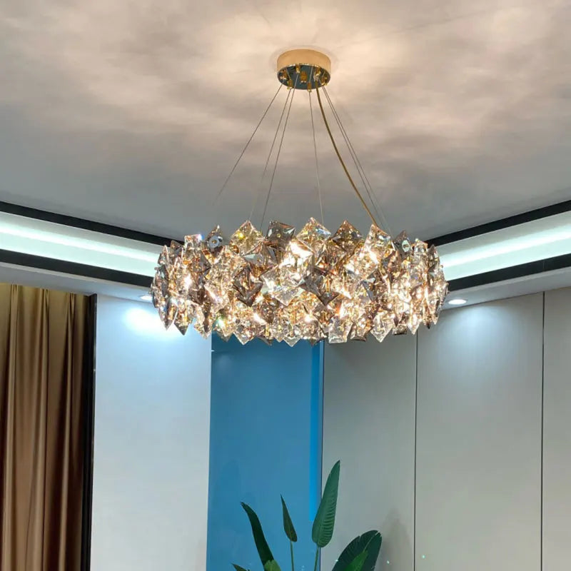 Lámpara de techo de lujo para decoración para sala de estar, luces colgantes de oro moderno para dormitorio, comedor, Loft, lámpara colgante de cristal