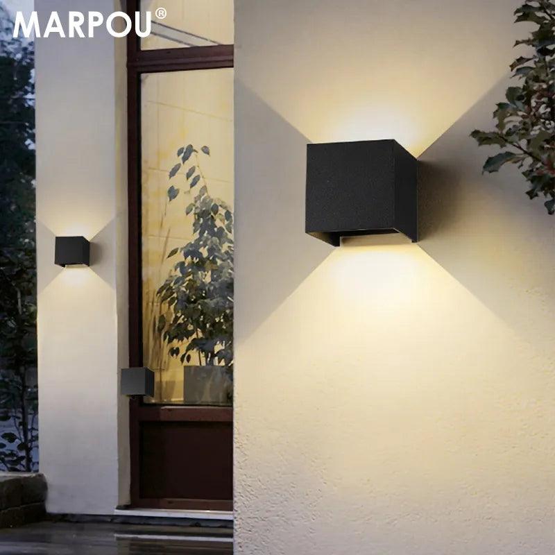 MARPOU Led Wall Lamp Outdoor/ Indoor Waterproof IP 65 Surface Mounted LED Up and Down Wall Light Porch Garden 6W AC 90-260V