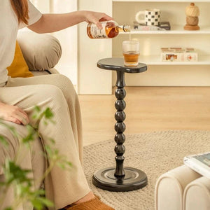 MOMO Retro Solid Wood Small Side Table Round Medieval Solid Wood Small Coffee Table Mini Small Table Shelf Cup Table