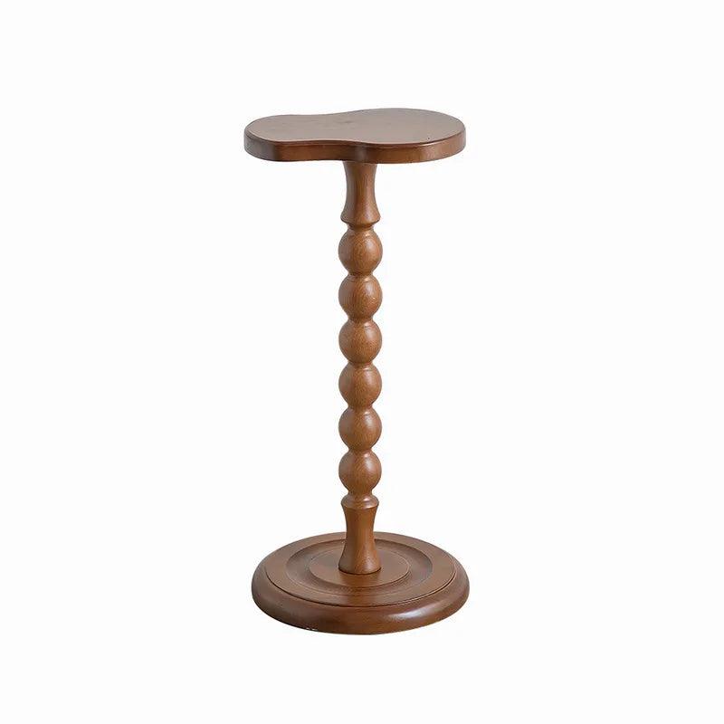 MOMO Retro Solid Wood Small Side Table Round Medieval Solid Wood Small Coffee Table Mini Small Table Shelf Cup Table