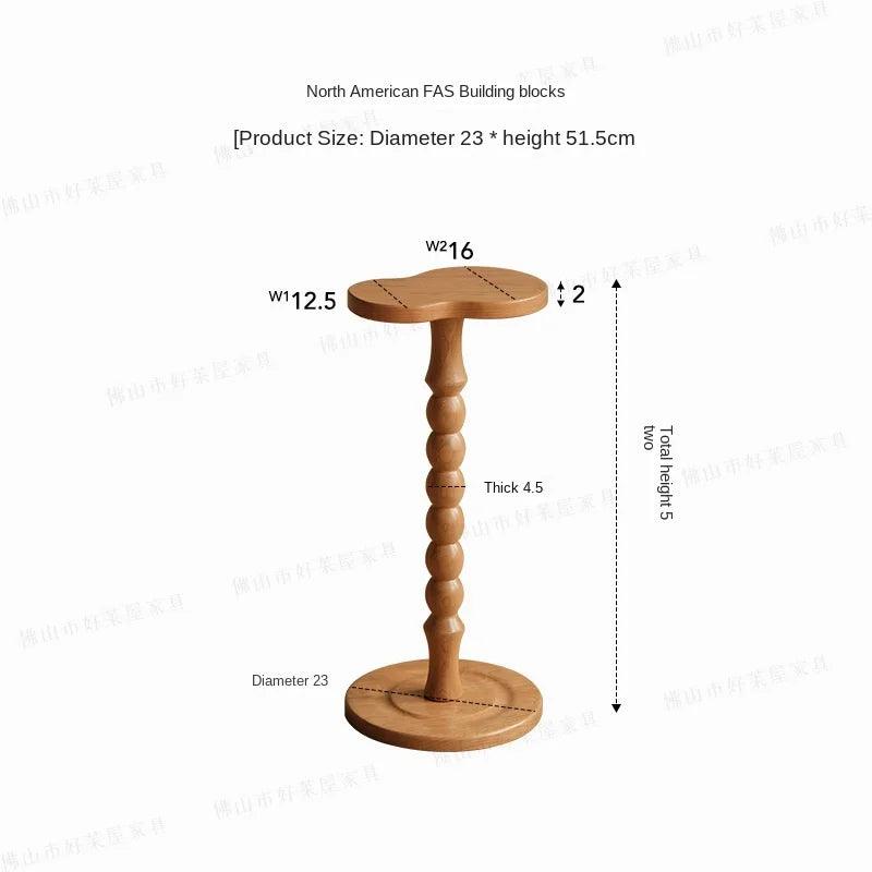 MOMO Retro Solid Wood Small Side Table Round Medieval Solid Wood Small Coffee Table Mini Small Table Shelf Cup Table