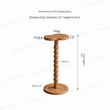 MOMO Retro Solid Wood Small Side Table Round Medieval Solid Wood Small Coffee Table Mini Small Table Shelf Cup Table