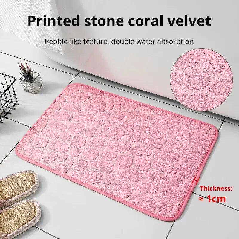 Mat Non Slip Carpets Cobblestone Embossed Bathroom Bath In Wash Basin Bathtub Side Floor Rug Shower Room Doormat Memory Foam