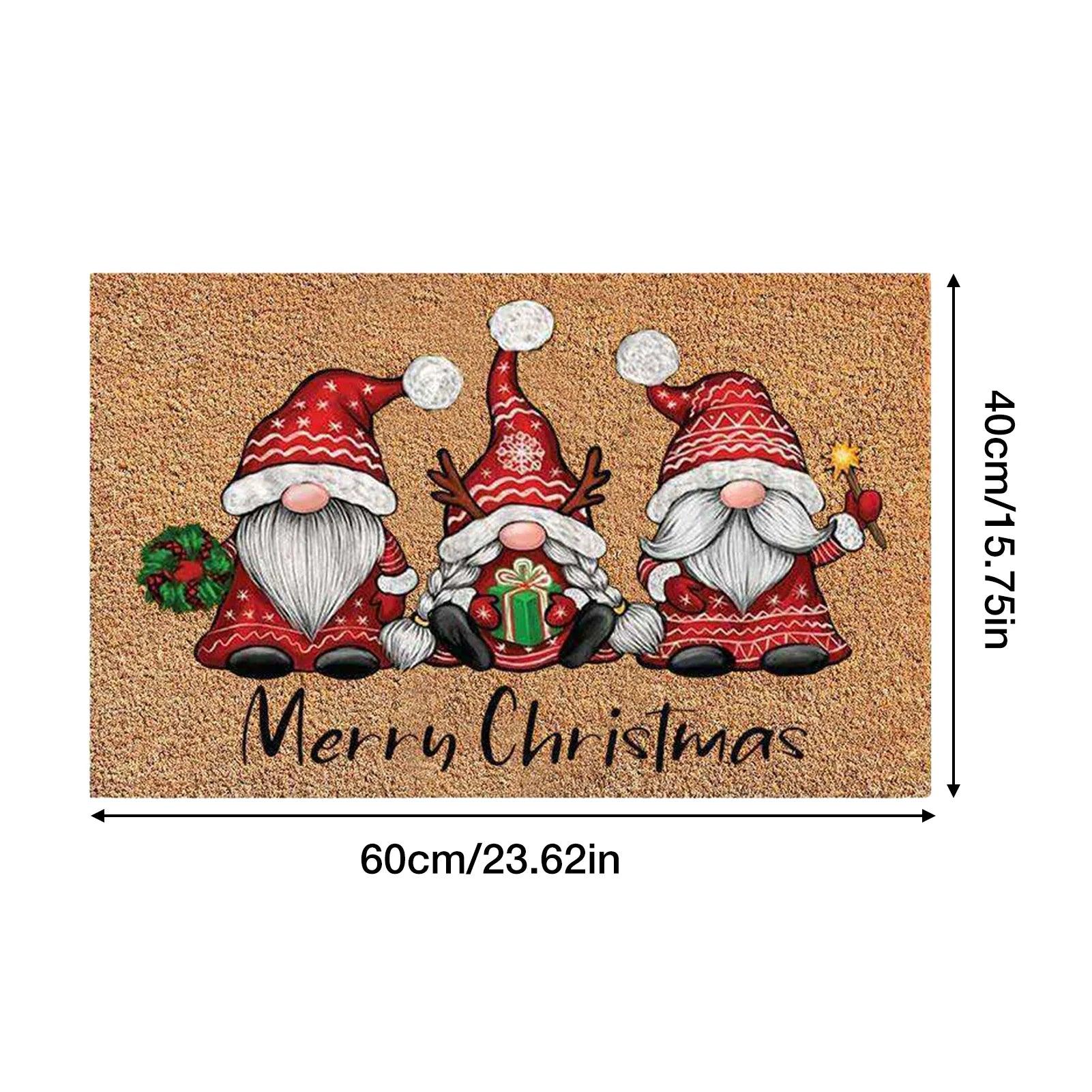 Merry Christmas Gnome Doormat Xmas Holiday Welcome Floor Mat Rugs for Front Door Funny Non Slip Rubber Back Winter Home Kitchen