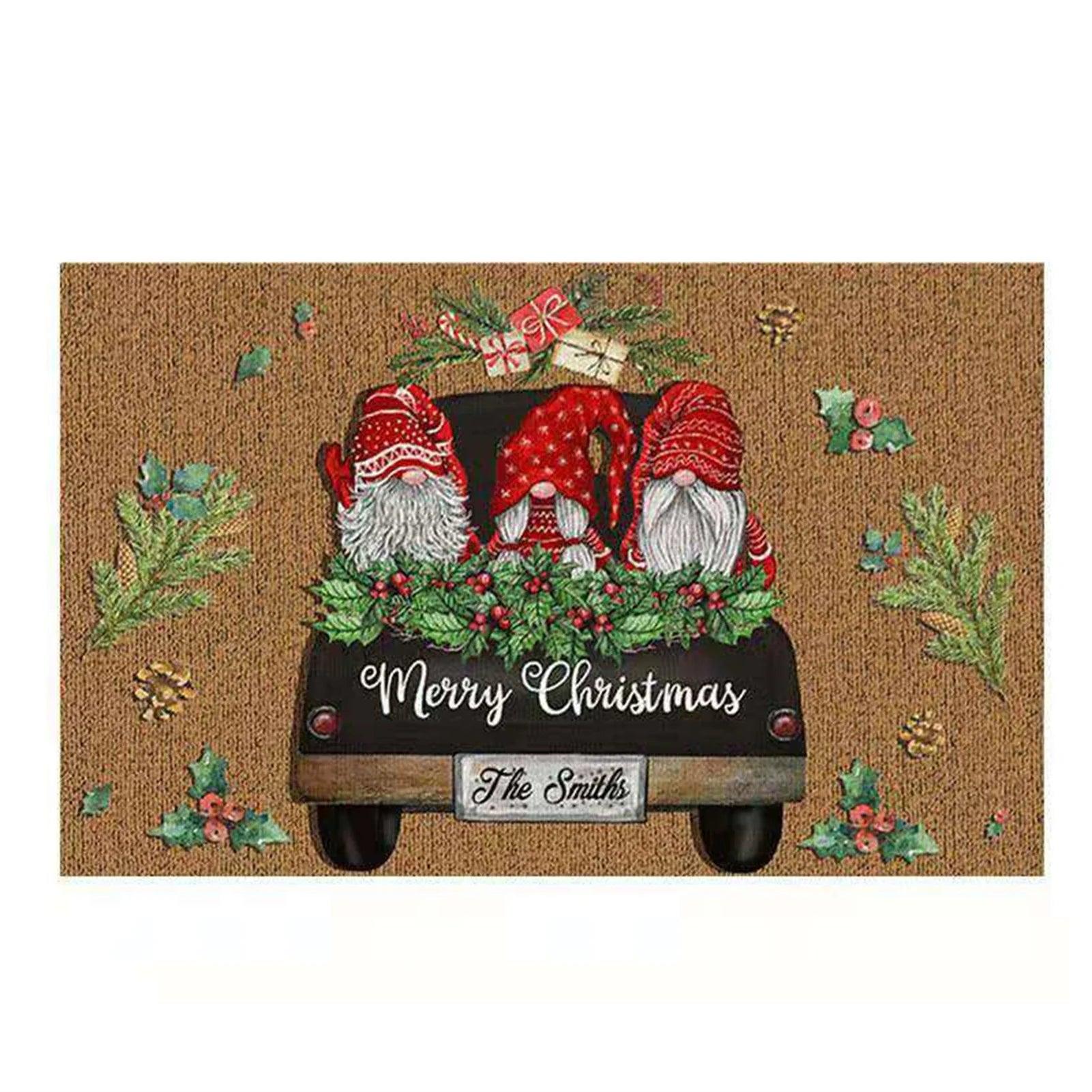 Merry Christmas Gnome Doormat Xmas Holiday Welcome Floor Mat Rugs for Front Door Funny Non Slip Rubber Back Winter Home Kitchen