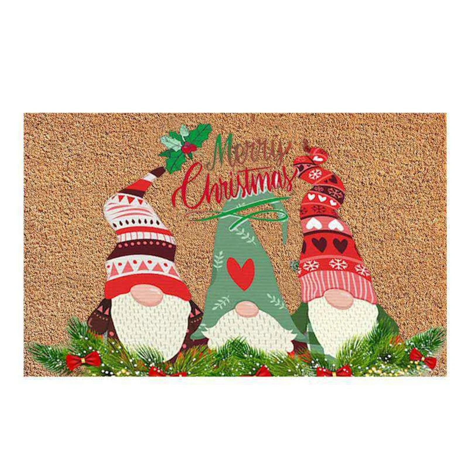 Merry Christmas Gnome Doormat Xmas Holiday Welcome Floor Mat Rugs for Front Door Funny Non Slip Rubber Back Winter Home Kitchen