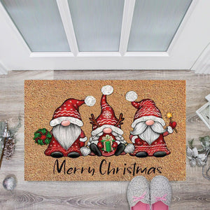 Merry Christmas Gnome Doormat Xmas Holiday Welcome Floor Mat Rugs for Front Door Funny Non Slip Rubber Back Winter Home Kitchen