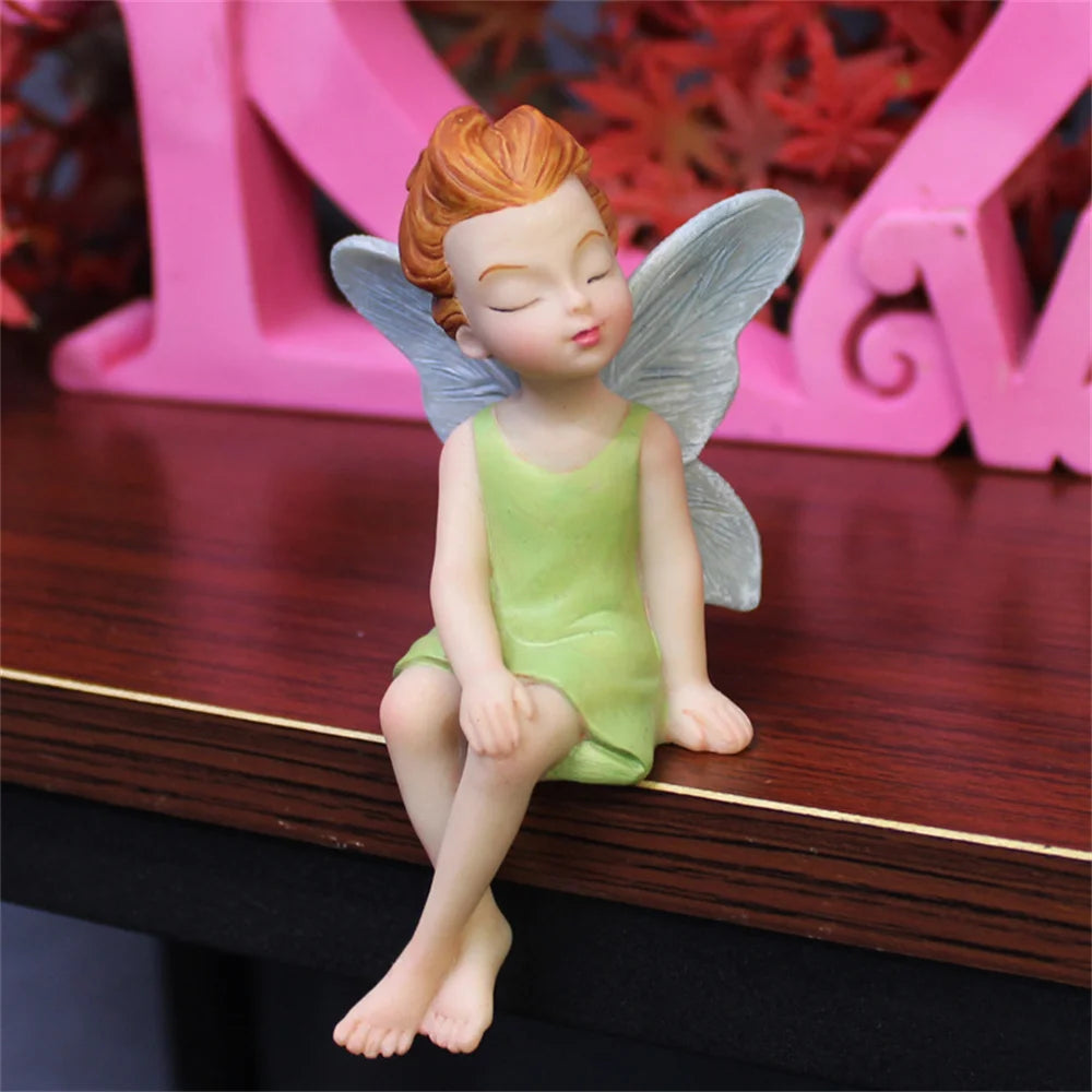 Mini Fairy Wings Figurines Miniatures Garden Dollhouse Ornaments Resin Crafts Angel Statue Flowerpot Decor Home Desktop Decor