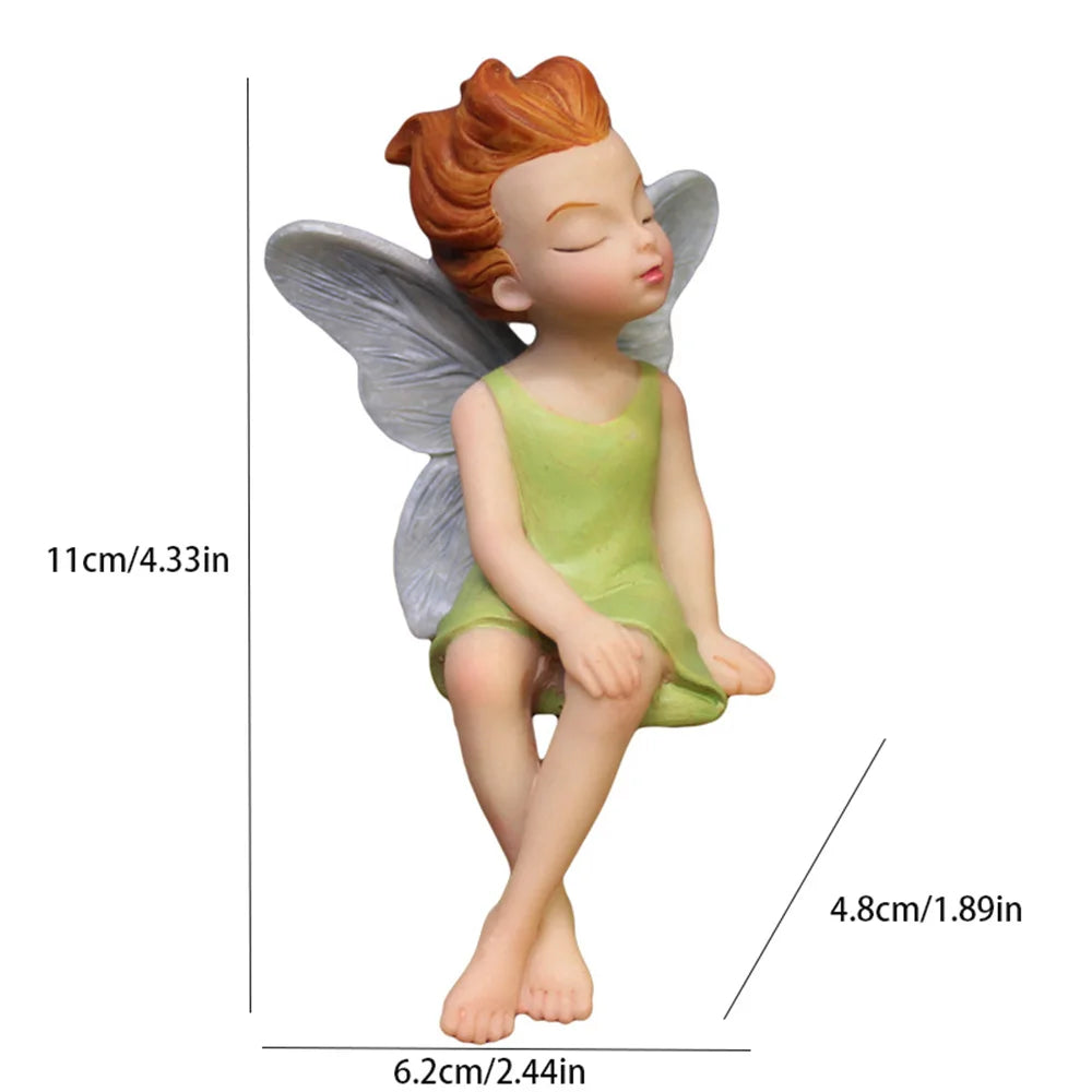 Mini Fairy Wings Figurines Miniatures Garden Dollhouse Ornaments Resin Crafts Angel Statue Flowerpot Decor Home Desktop Decor