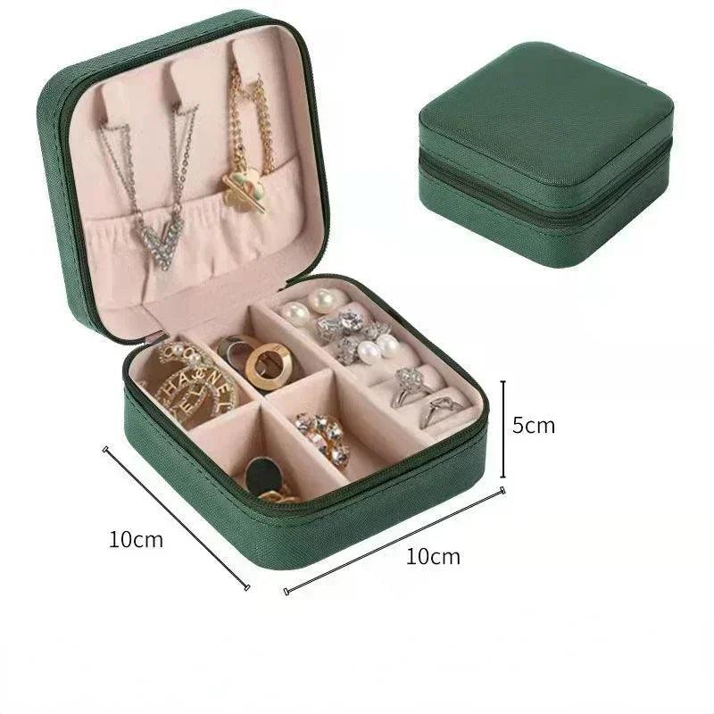 Mini Jewelry Storage Box Portable Earrings Necklace Ring Storage Case Travel Jewelry Organizer PU Leather Display Case