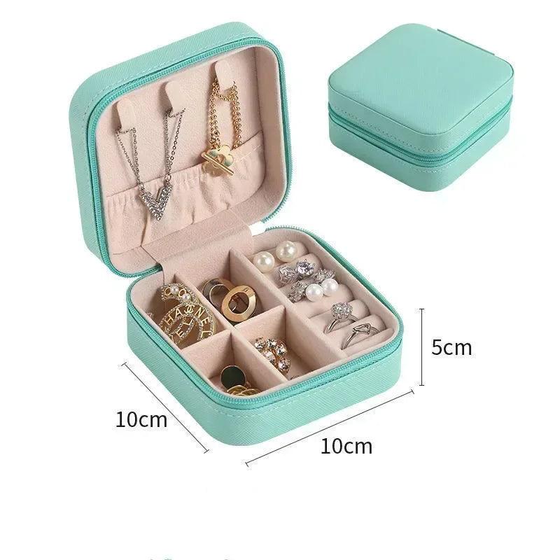 Mini Jewelry Storage Box Portable Earrings Necklace Ring Storage Case Travel Jewelry Organizer PU Leather Display Case