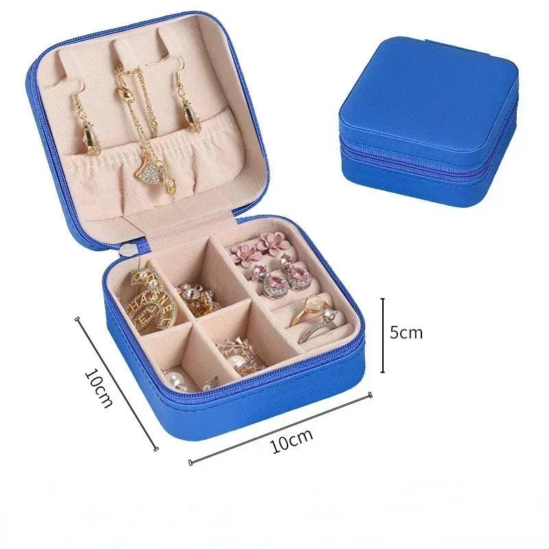 Mini Jewelry Storage Box Portable Earrings Necklace Ring Storage Case Travel Jewelry Organizer PU Leather Display Case