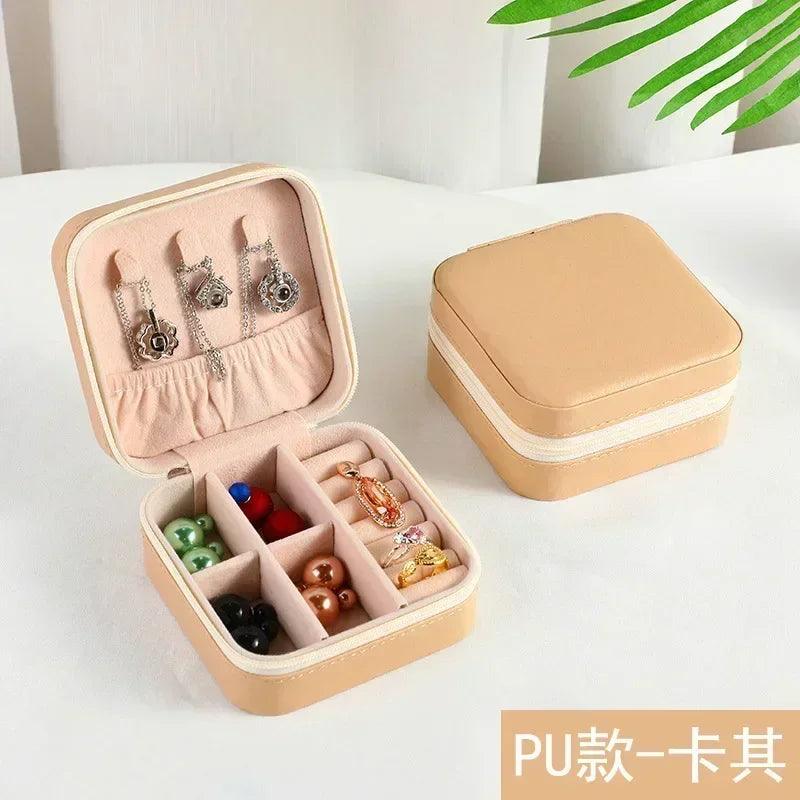 Mini Jewelry Storage Box Portable Earrings Necklace Ring Storage Case Travel Jewelry Organizer PU Leather Display Case