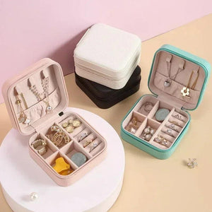 Mini Jewelry Storage Box Portable Earrings Necklace Ring Storage Case Travel Jewelry Organizer PU Leather Display Case