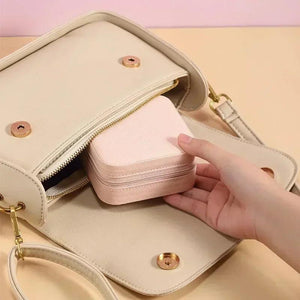 Mini Jewelry Storage Box Portable Earrings Necklace Ring Storage Case Travel Jewelry Organizer PU Leather Display Case