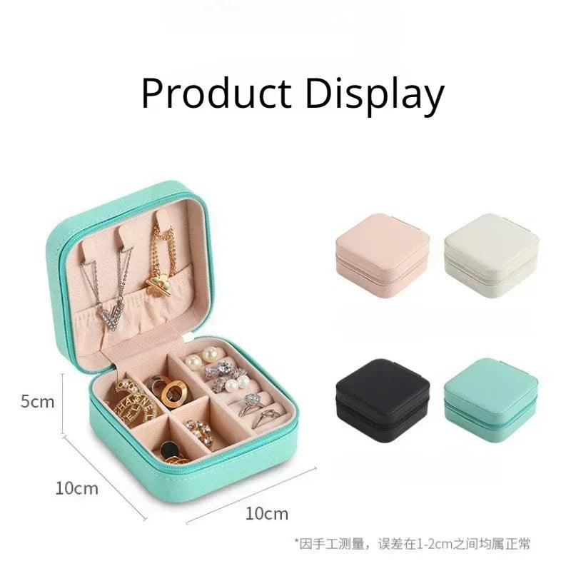 Mini Jewelry Storage Box Portable Earrings Necklace Ring Storage Case Travel Jewelry Organizer PU Leather Display Case