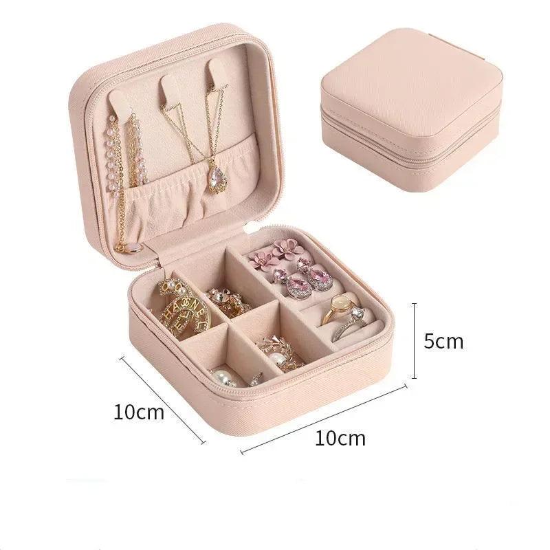 Mini Jewelry Storage Box Portable Earrings Necklace Ring Storage Case Travel Jewelry Organizer PU Leather Display Case