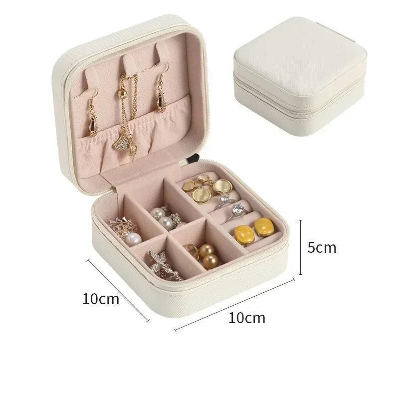 Mini Jewelry Storage Box Portable Earrings Necklace Ring Storage Case Travel Jewelry Organizer PU Leather Display Case