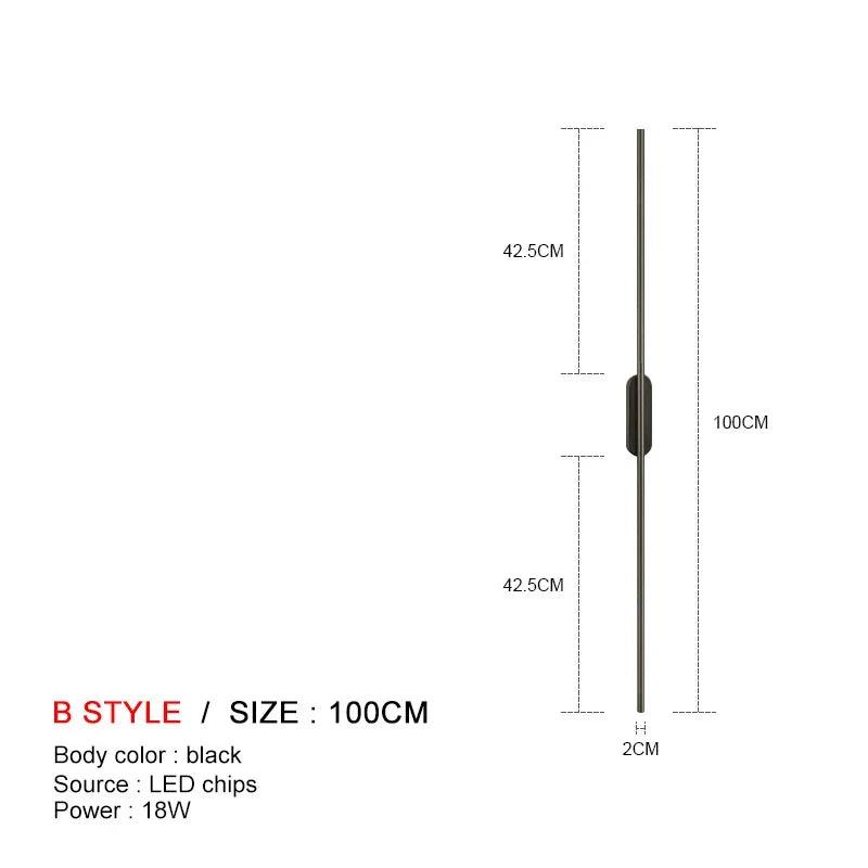 Minimalism Longer LED Wall Lights Living Room Background Decor Kitchen Fixtures Bedroom Study Stair Surface Mounted Black Lamp