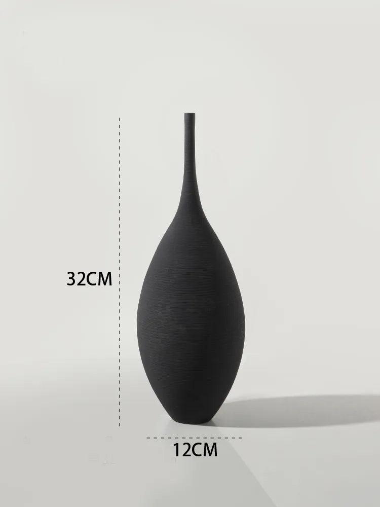 Minimalist Handmade Art Zen Vase Ceramic Decoration Living Room Model Home Decoration Black and White Art Vase Hand Drawing Hot