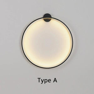 Minimalist LED Circle Background Wall Lamp Home Indoor Decor Wall Sconces Living Room Hall Hotel Wall Lights Bedside Light Black