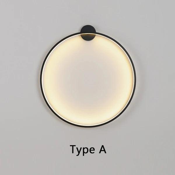 Minimalist LED Circle Background Wall Lamp Home Indoor Decor Wall Sconces Living Room Hall Hotel Wall Lights Bedside Light Black