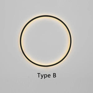 Minimalist LED Circle Background Wall Lamp Home Indoor Decor Wall Sconces Living Room Hall Hotel Wall Lights Bedside Light Black