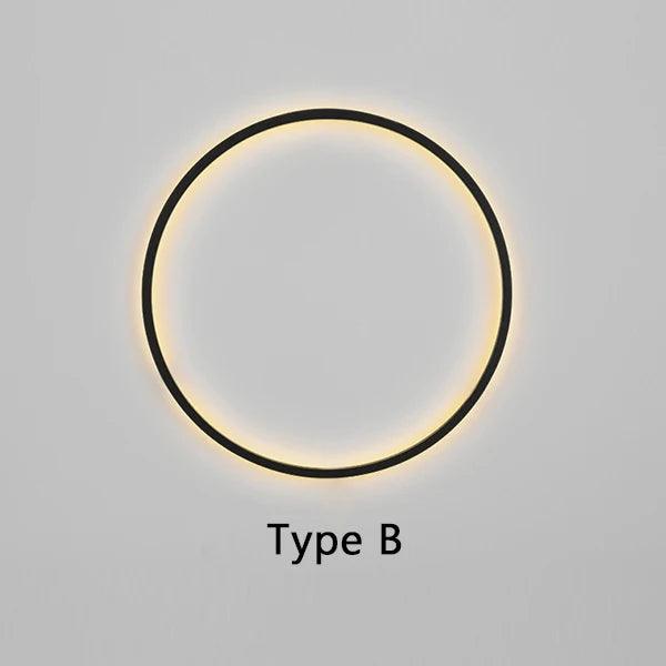 Minimalist LED Circle Background Wall Lamp Home Indoor Decor Wall Sconces Living Room Hall Hotel Wall Lights Bedside Light Black