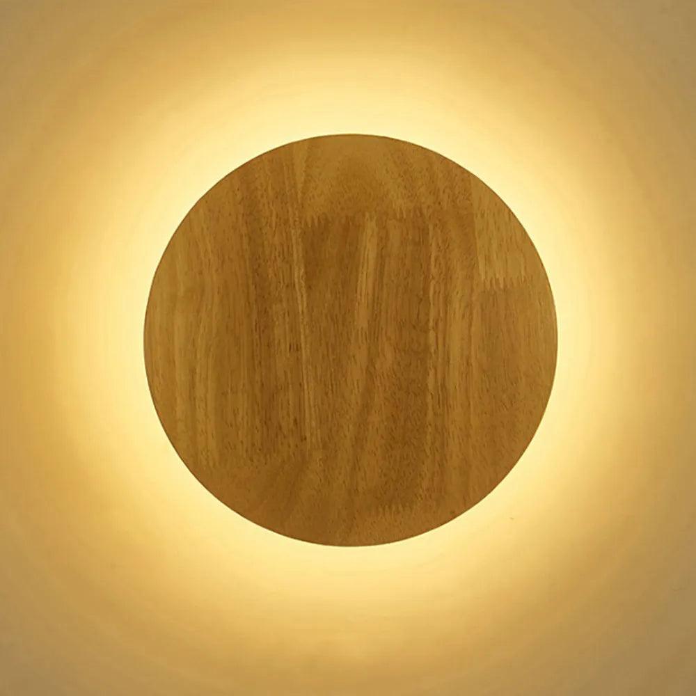 Modern AC110V 220V 8W 12W Round Oval LED Wall Lights Nordic Interior Wooden Bedside Wall Lamp For Bedroom Aisle Hotel Cafe Bar