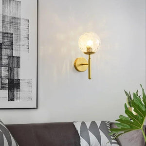 Modern Ball-shaped Glass Wall Lamp for Bedside Loft Aisle Hallway Foyer Led Wall Sconce Gold for Bathroom Fixtures Mirror Light