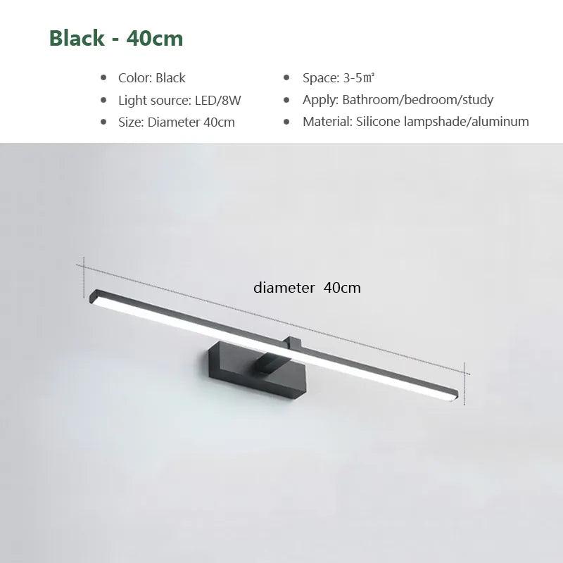 Modern Bathroom LED Wall Light Hardwares Wall Lamp Three Colors Light Aluminum Led Black White Bathroom Mirror Line Lamp Fixture