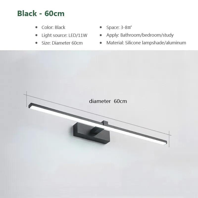 Modern Bathroom LED Wall Light Hardwares Wall Lamp Three Colors Light Aluminum Led Black White Bathroom Mirror Line Lamp Fixture