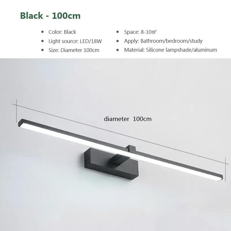 Modern Bathroom LED Wall Light Hardwares Wall Lamp Three Colors Light Aluminum Led Black White Bathroom Mirror Line Lamp Fixture